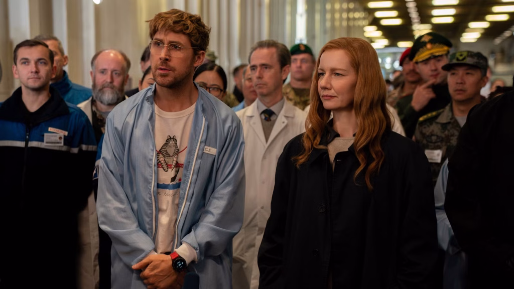 Ryan Gosling as Ryland Grace with Sandra Hüller as Eva Stratt in Project Hail Mary.
Credit: Jonathan Olley / Amazon MGM Studios